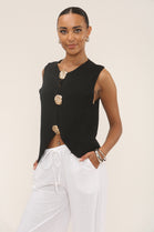 SIENNA BIG GOLD BUTTON KNIT WAISTCOAT (15287829856640) (15287835558272)