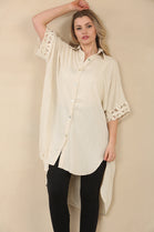 LINEN CROCHET SLEEVE SHIRT (15071181996416)
