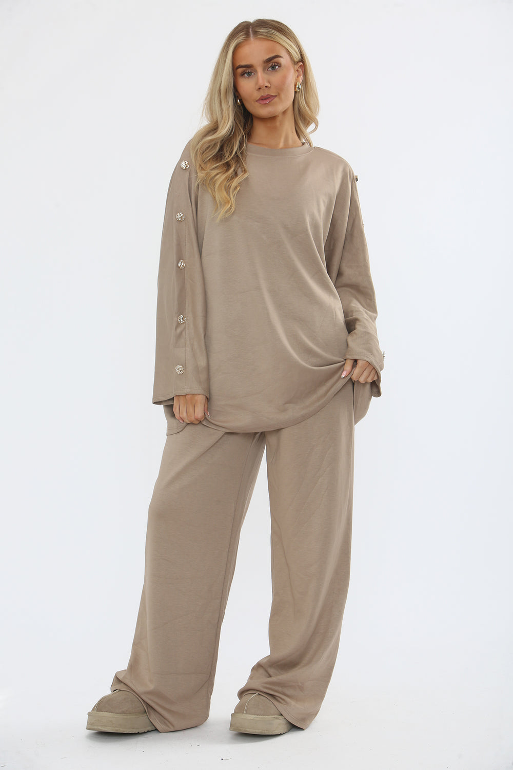 GOLD BUTTON SLEEVE LOUNGE SET (15357063364992)