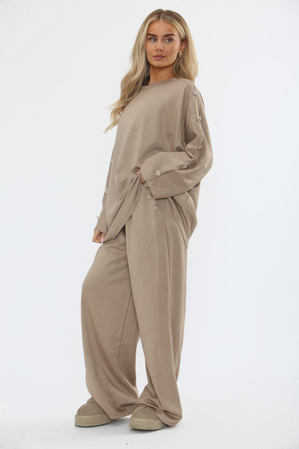 GOLD BUTTON SLEEVE LOUNGE SET (15357063364992)
