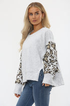 LEOPARD SLEEVE SWEAT (15357190439296)