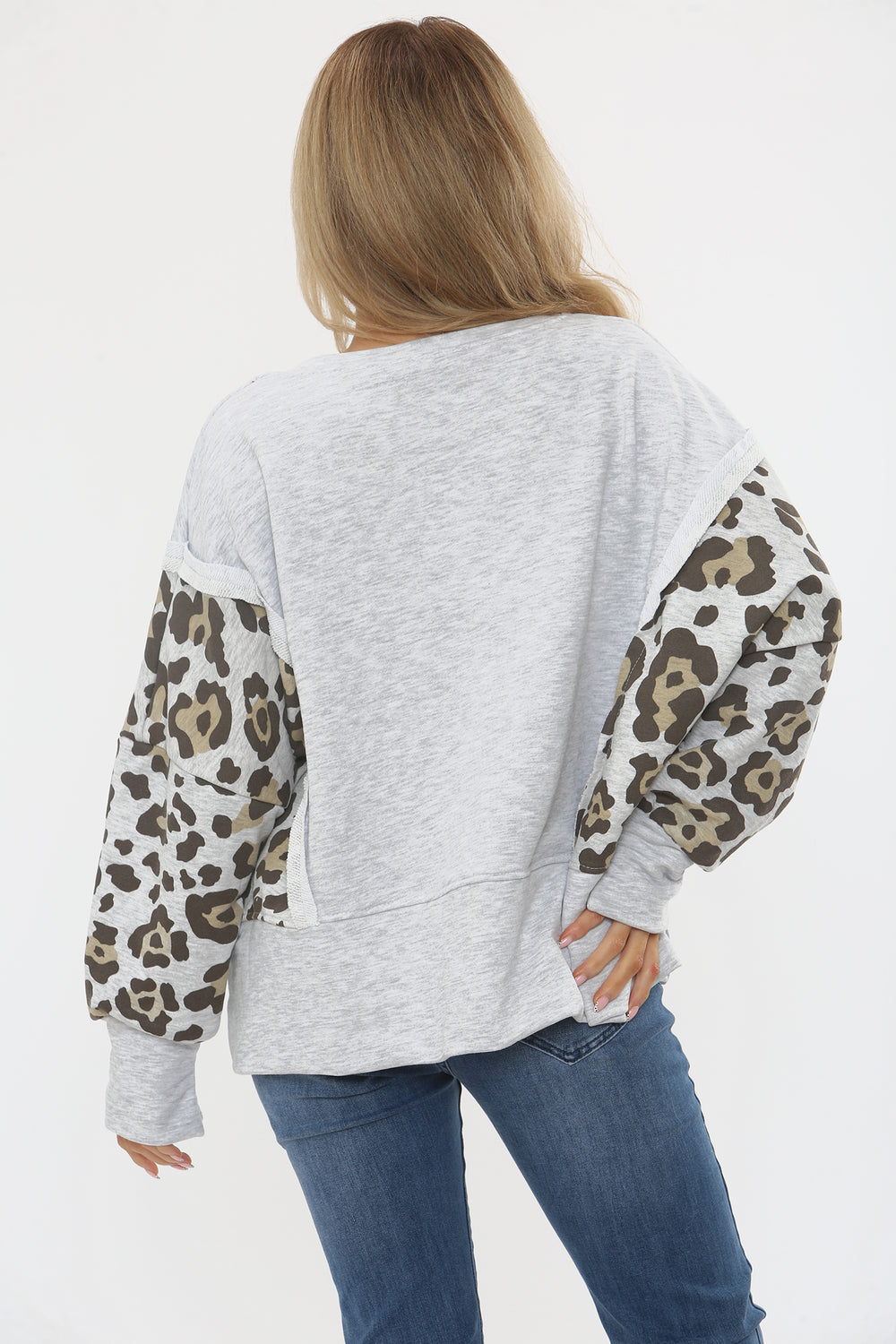 LEOPARD SLEEVE SWEAT (15357190439296)