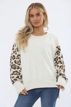 LEOPARD SLEEVE SWEAT (15357180805504)
