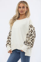 LEOPARD SLEEVE SWEAT (15357180805504)
