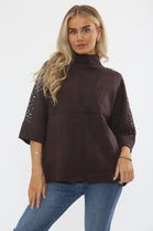 SLEEVE EMBELLISHED  KNIT TOP (15357216358784)
