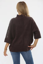 SLEEVE EMBELLISHED  KNIT TOP (15357216358784)