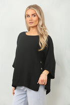 SIDE BUTTON DETAIL BLOUSE (15124349518208)