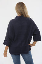 SLEEVE EMBELLISHED  KNIT TOP (15357202334080)