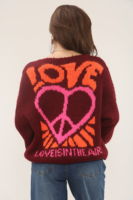 V NECK LOVE BACK SLOGAN JUMPER (15302266356096)