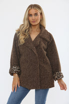 LEOPARD LINNED KNITTED JACKET (15357162914176)