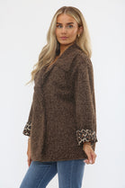 LEOPARD LINNED KNITTED JACKET (15357162914176)