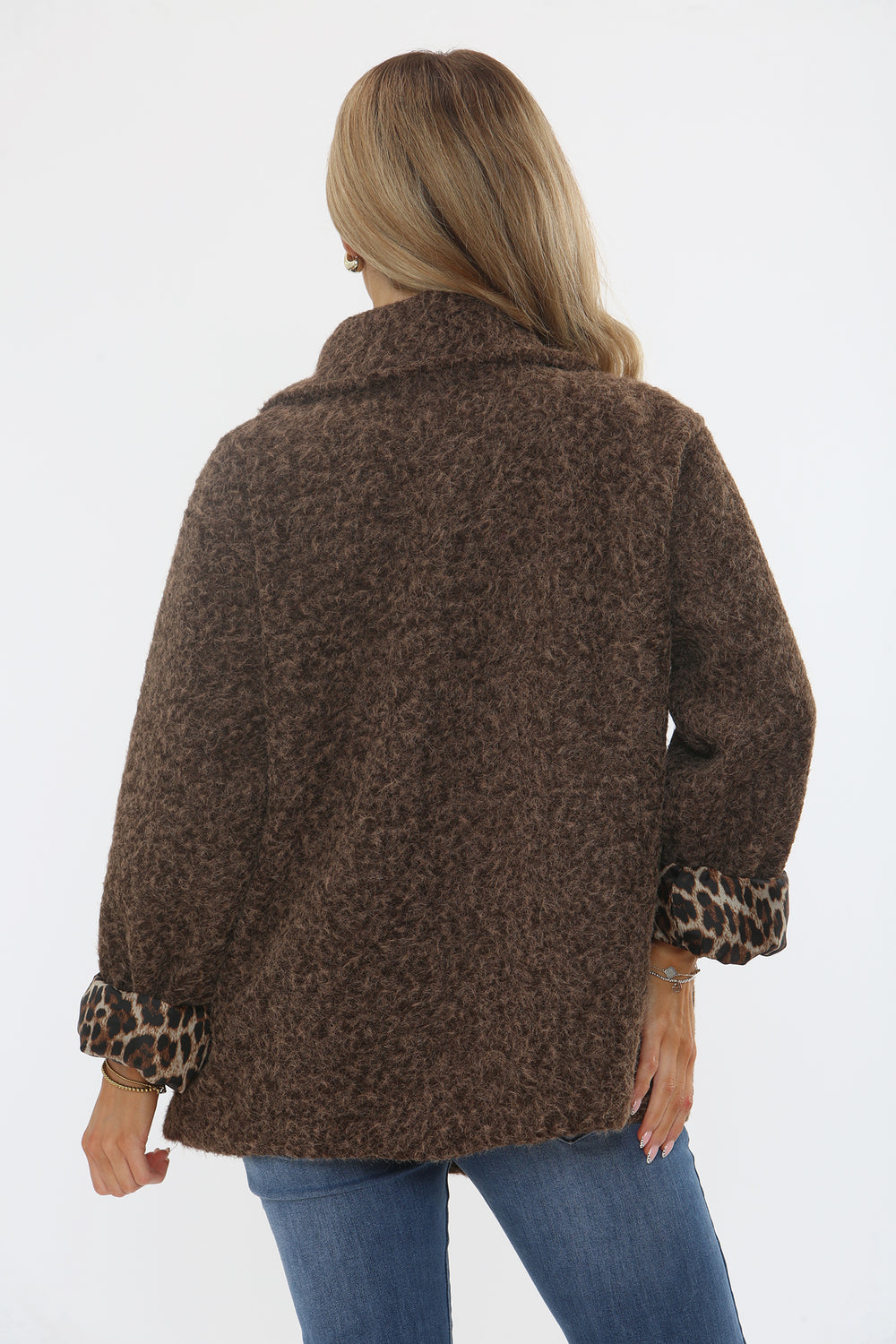 LEOPARD LINNED KNITTED JACKET (15357162914176)