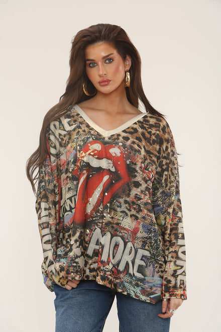 PRINTED LUREX KNIT OVERSIZED TOP (15302337200512)