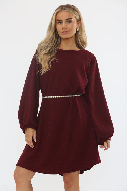 PEARL BELTED GLITTER DRESS (15361045987712)