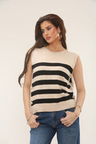 STRIPE GOLD BUTTON TANK TOP (15302377603456)