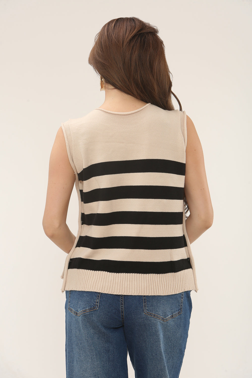 STRIPE GOLD BUTTON TANK TOP (15302377603456)
