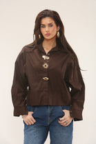 GOLD BROACH DOUBLE COLLAR SHIRT (15302391398784)