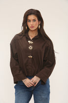 GOLD BROACH DOUBLE COLLAR SHIRT (15302391398784)