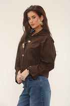 GOLD BROACH DOUBLE COLLAR SHIRT (15302391398784)