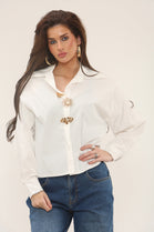 GOLD BROACH DOUBLE COLLAR SHIRT (15302395429248)