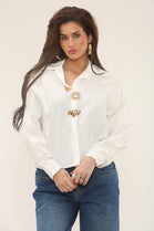 GOLD BROACH DOUBLE COLLAR SHIRT (15302395429248)