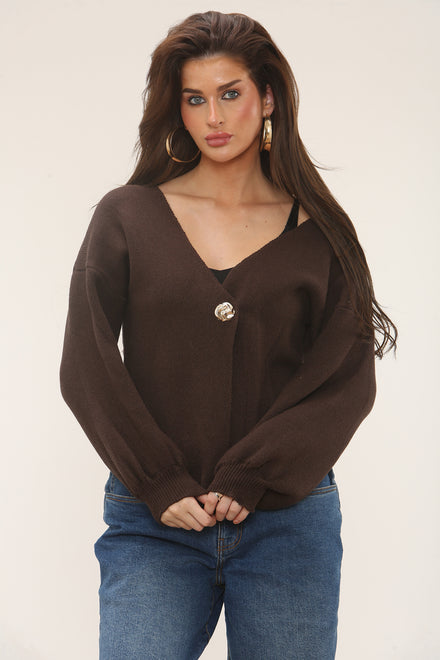 PUFF SLEEVE GOLD BUTTON TOP (15302485803392)