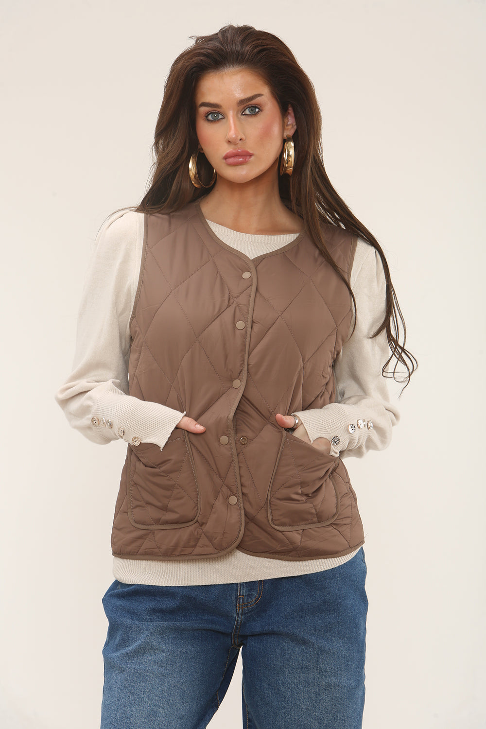 DAIMOND QUILTED WAIST COAT (15310245888384)