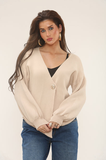PUFF SLEEVE GOLD BUTTON TOP (15302501171584)