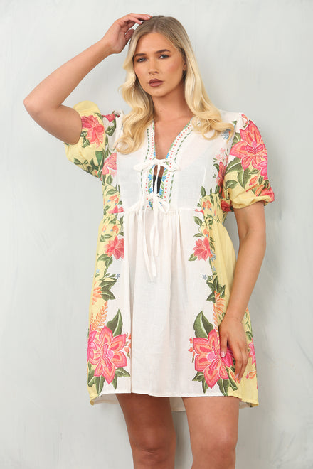 PRINTED BOW DRESS (15137393213824)