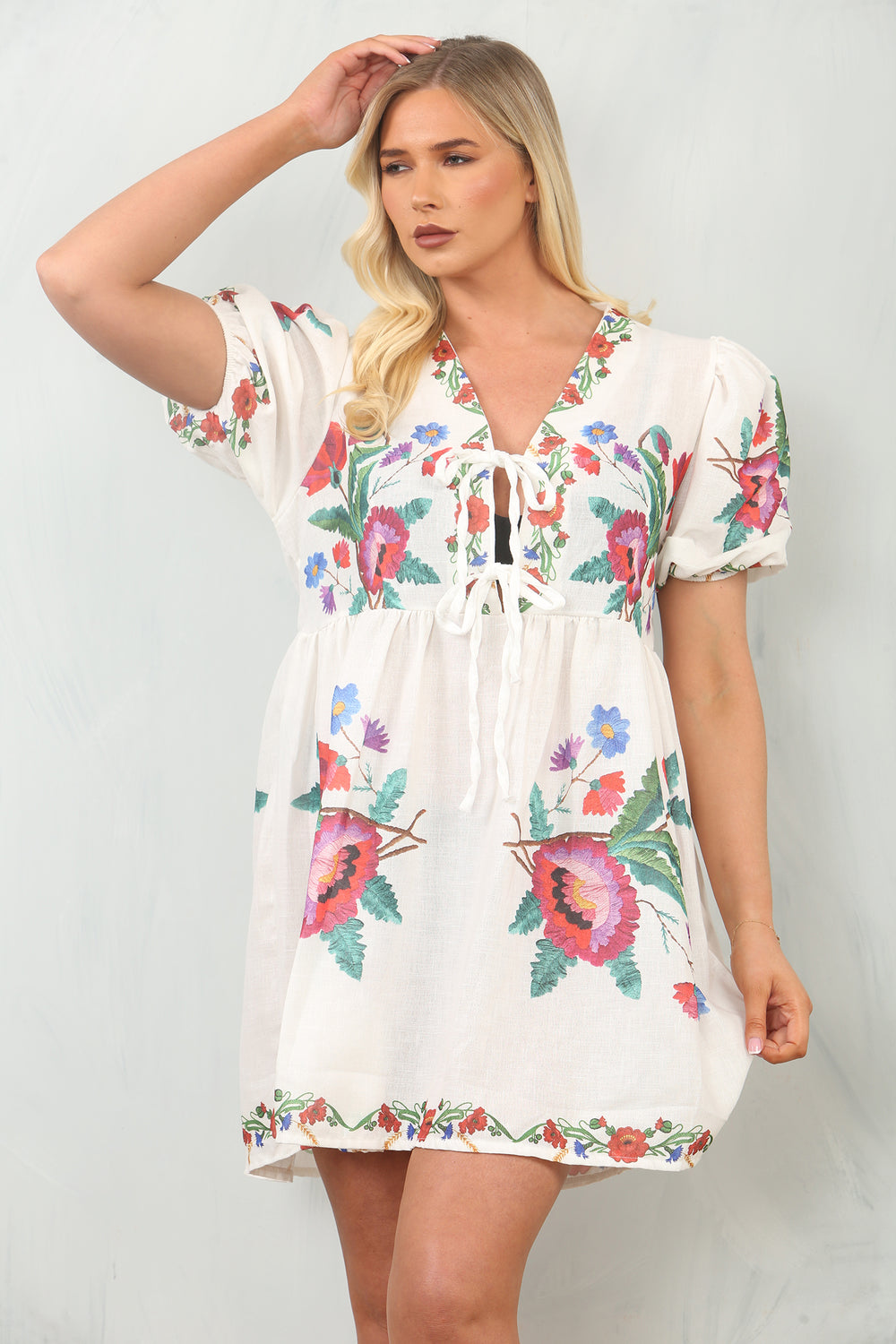 PRINTED BOW DRESS (15137396359552)