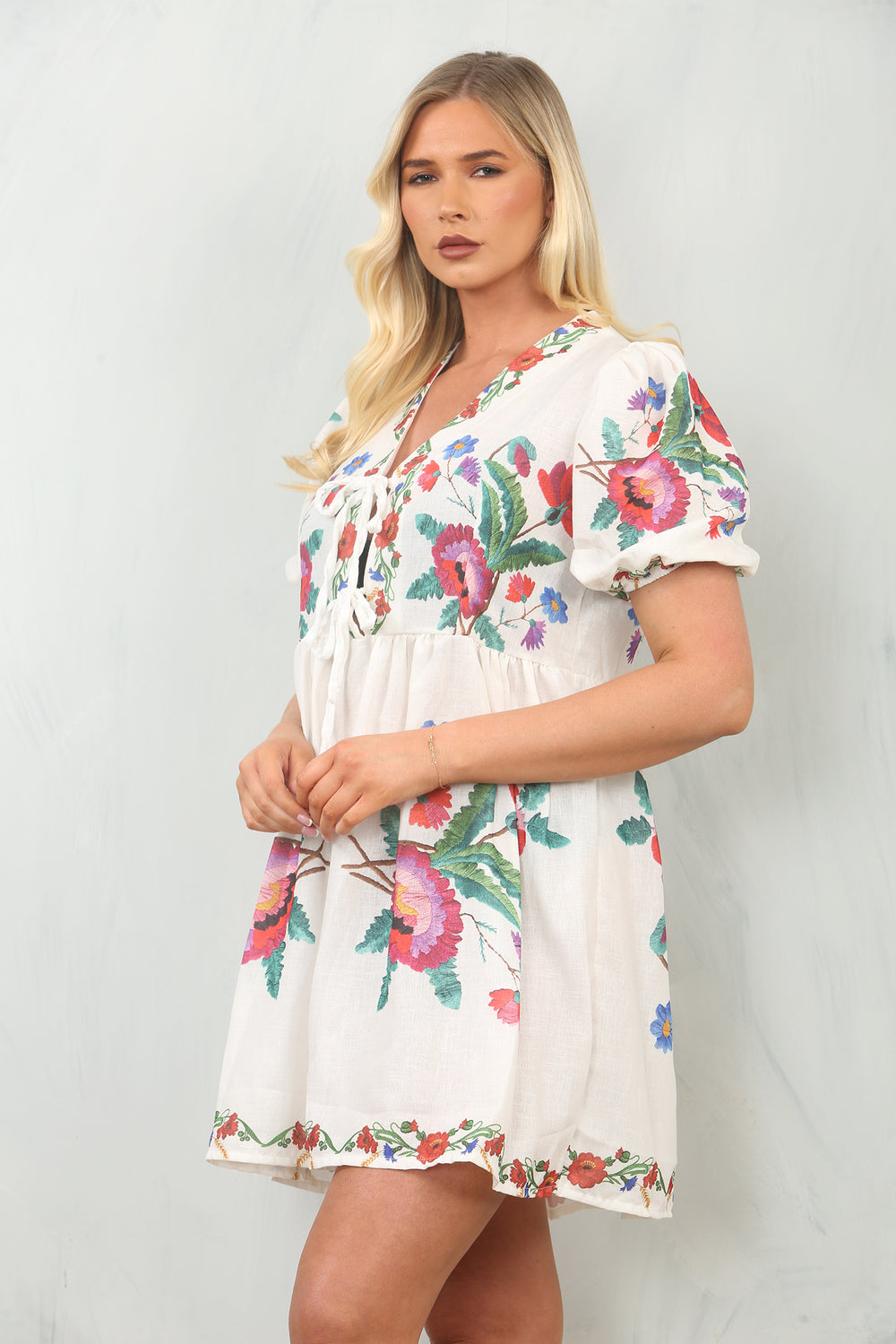 PRINTED BOW DRESS (15137396359552)