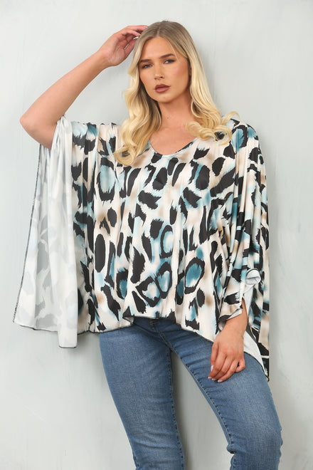 ANIMAL PRINT OVERSIZED  BLOUSE (15135096832384)