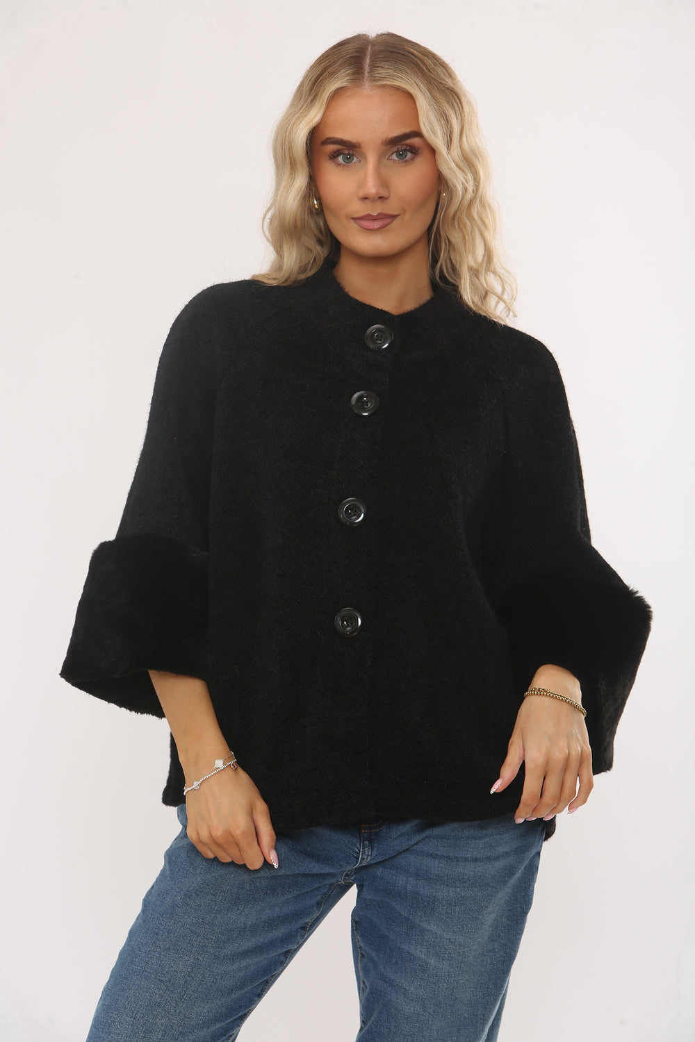 KNITTED FAUX FURR JACKET (15343606858112)
