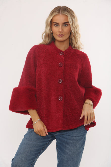 KNITTED FAUX FURR JACKET (15343600402816) (15349535113600)