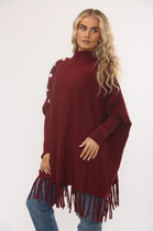 HIGHNECK BUTTON DETAIL TASSEL HEM JUMPER (15347094618496)