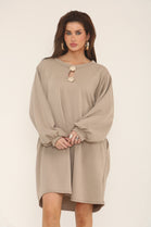 GOLD BUTTON OVERSIZED SCOOBA DRESS (15302461325696)