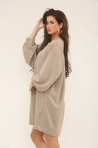 GOLD BUTTON OVERSIZED SCOOBA DRESS (15302461325696)
