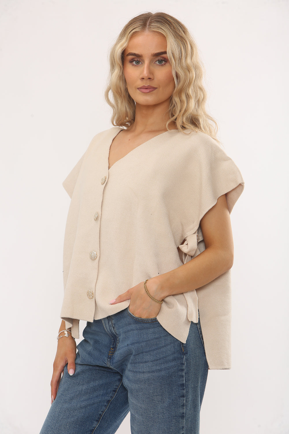 GOLD BUTTON SIDE TIE TANK TOP (15343620718976)