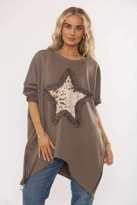 RUFFLE STAR ZIP SWEAT TOP (15347145179520) (15358077960576)