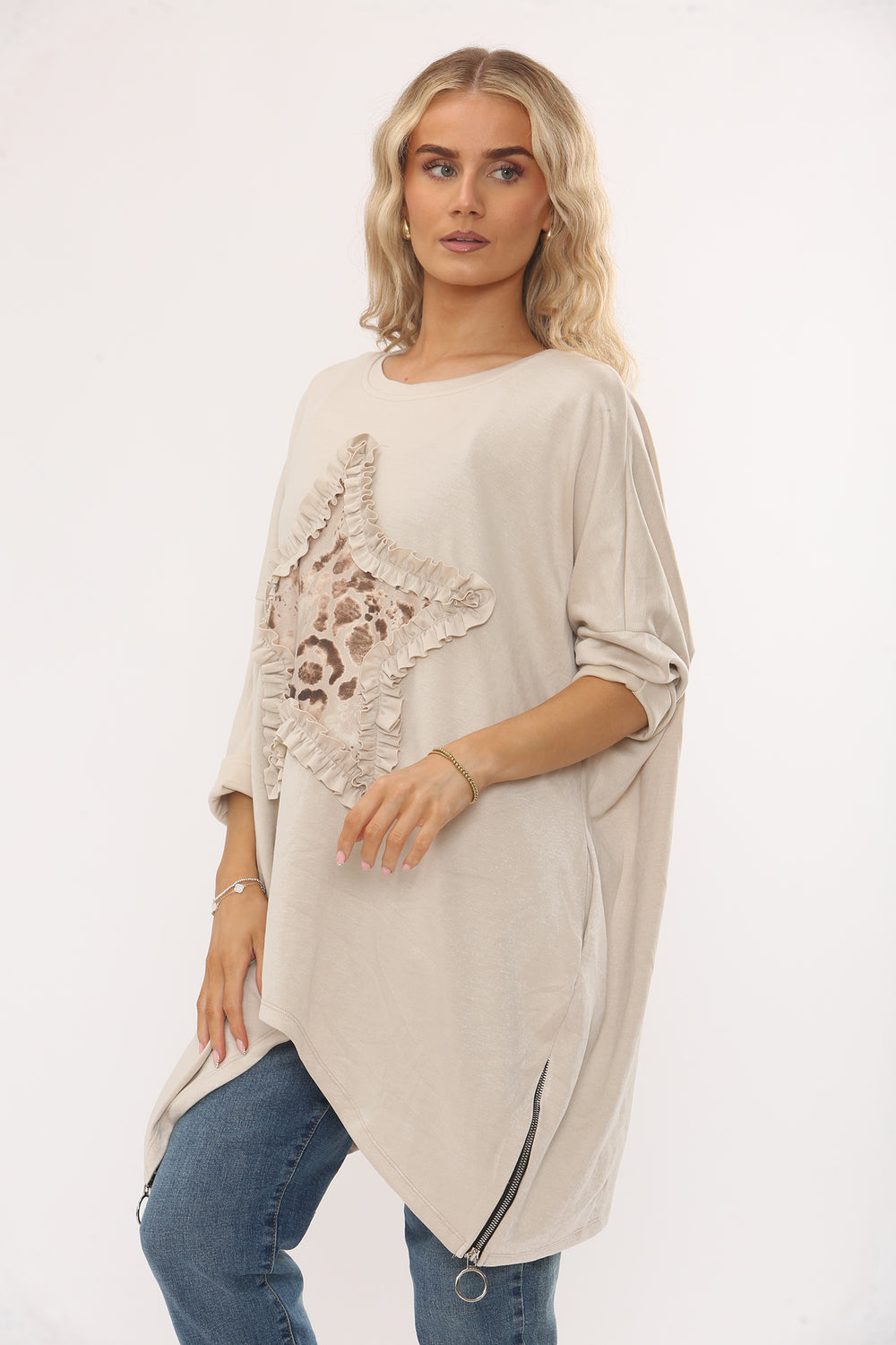 RUFFLE STAR ZIP SWEAT TOP (15348236878208)