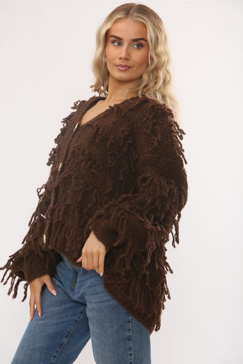GOLD BUTTON FRINGE CARDIGAN (15343647359360)