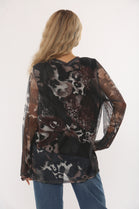 GRAPHIC PRINT TULLE LONG SLEEVE TOP (15347140460928)