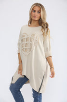 SEQUIN HEART ZIP SWEAT