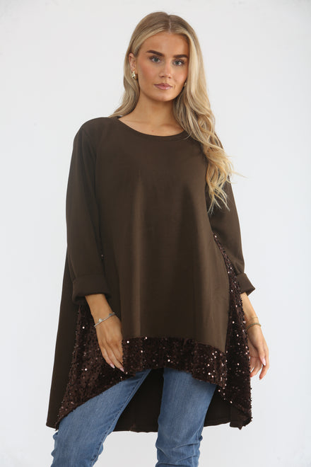 CURVE HEM SEQUIN SWEAT