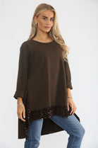 CURVE HEM SEQUIN SWEAT