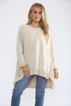 CURVE HEM SEQUIN SWEAT