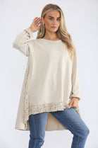 CURVE HEM SEQUIN SWEAT