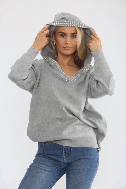 DETAIL SEQUIN HOODED JUMPER