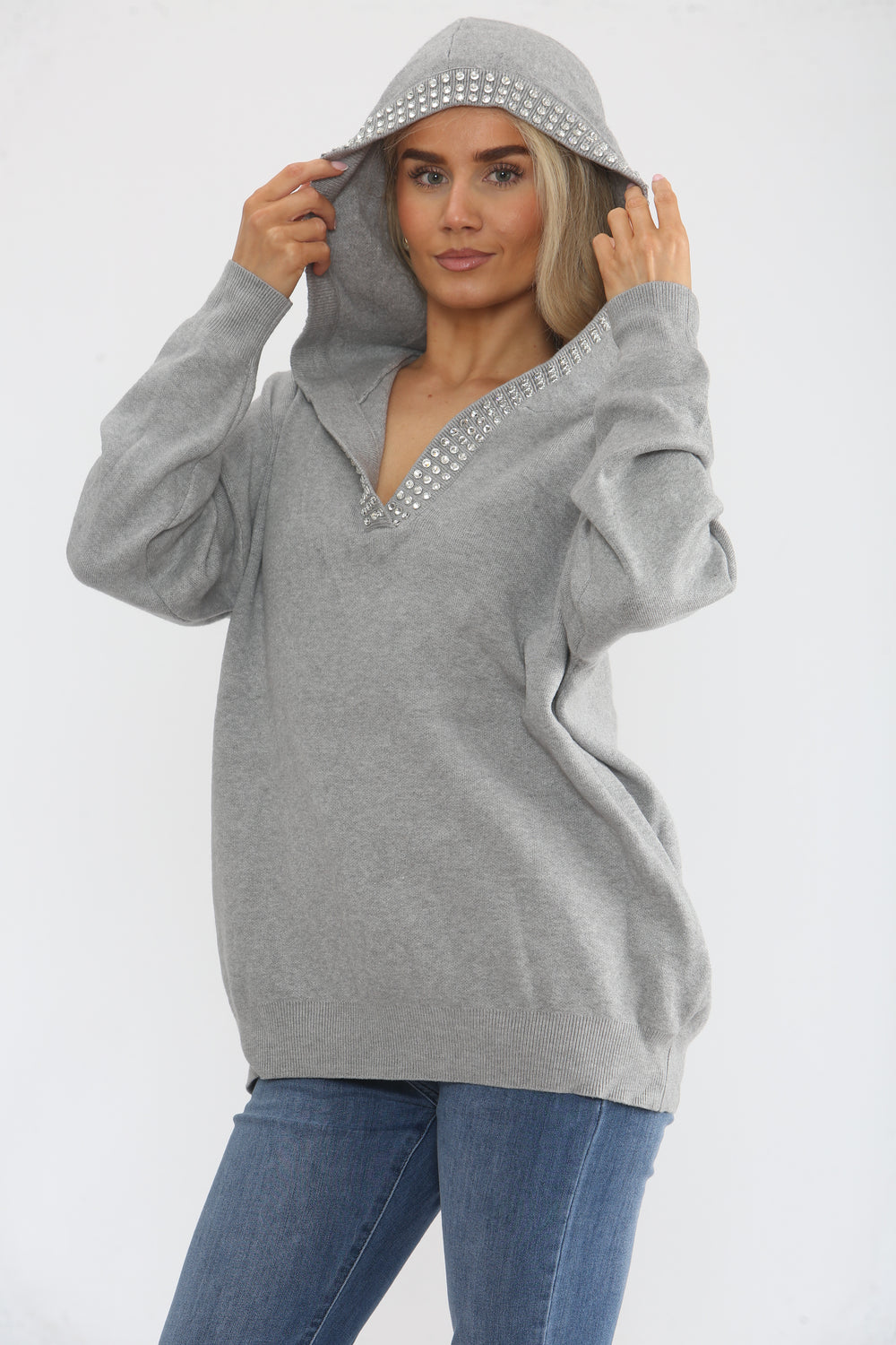 DETAIL SEQUIN HOODED JUMPER