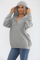 DETAIL SEQUIN HOODED JUMPER